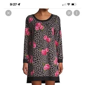 Betsey Johnson roses & leopard sweatshirt dress